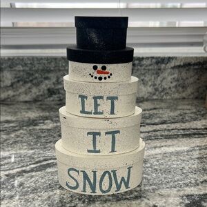 Primitive Snowman Stacking Boxes